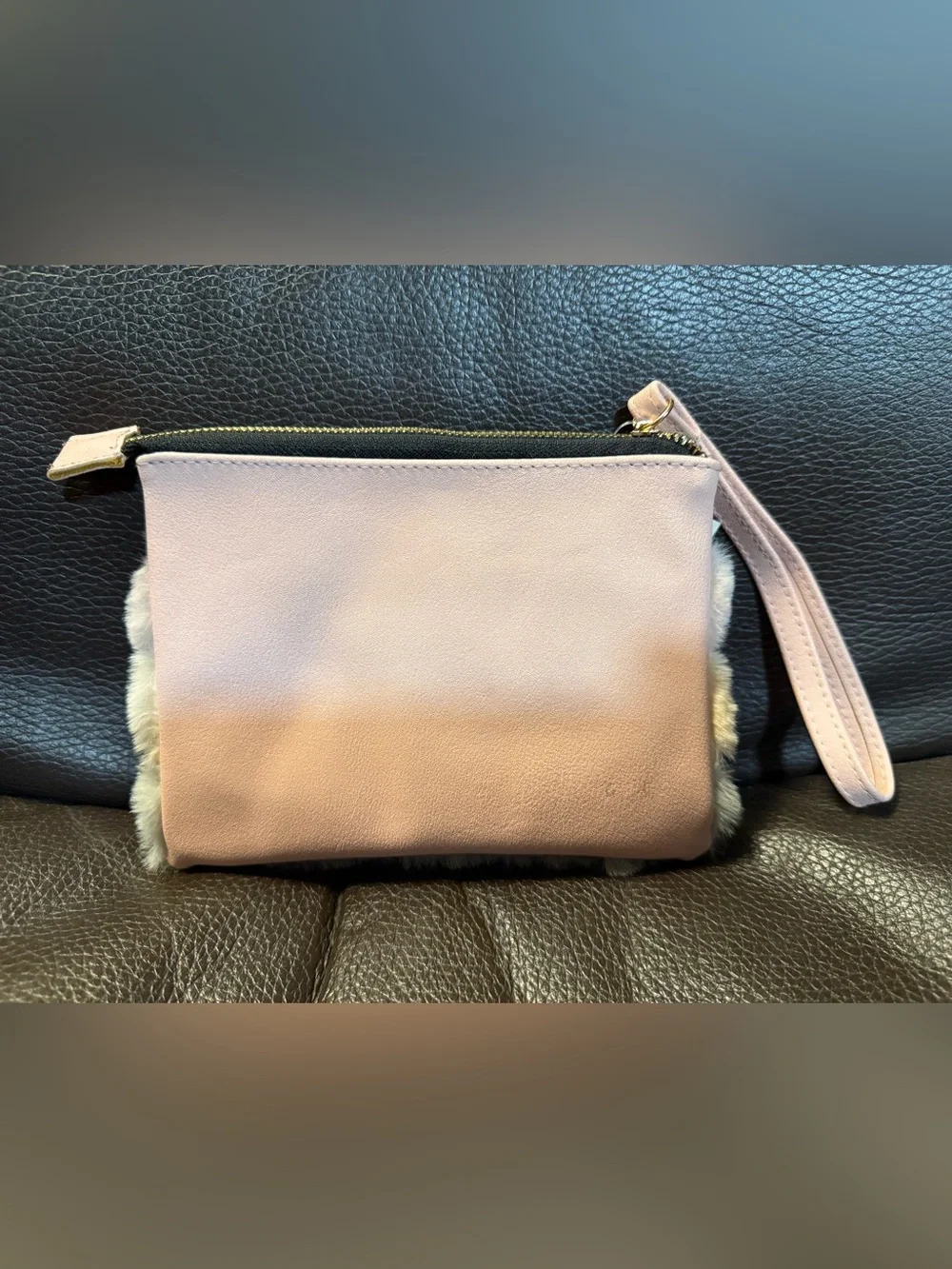 Betsey Johnson Pink Multitone Faux Fur Wristlet Clutch